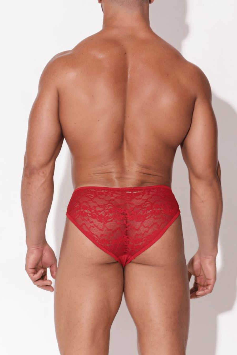 Bottoms * | Wildfire Floral Mesh Lace Briefs Red Best Price