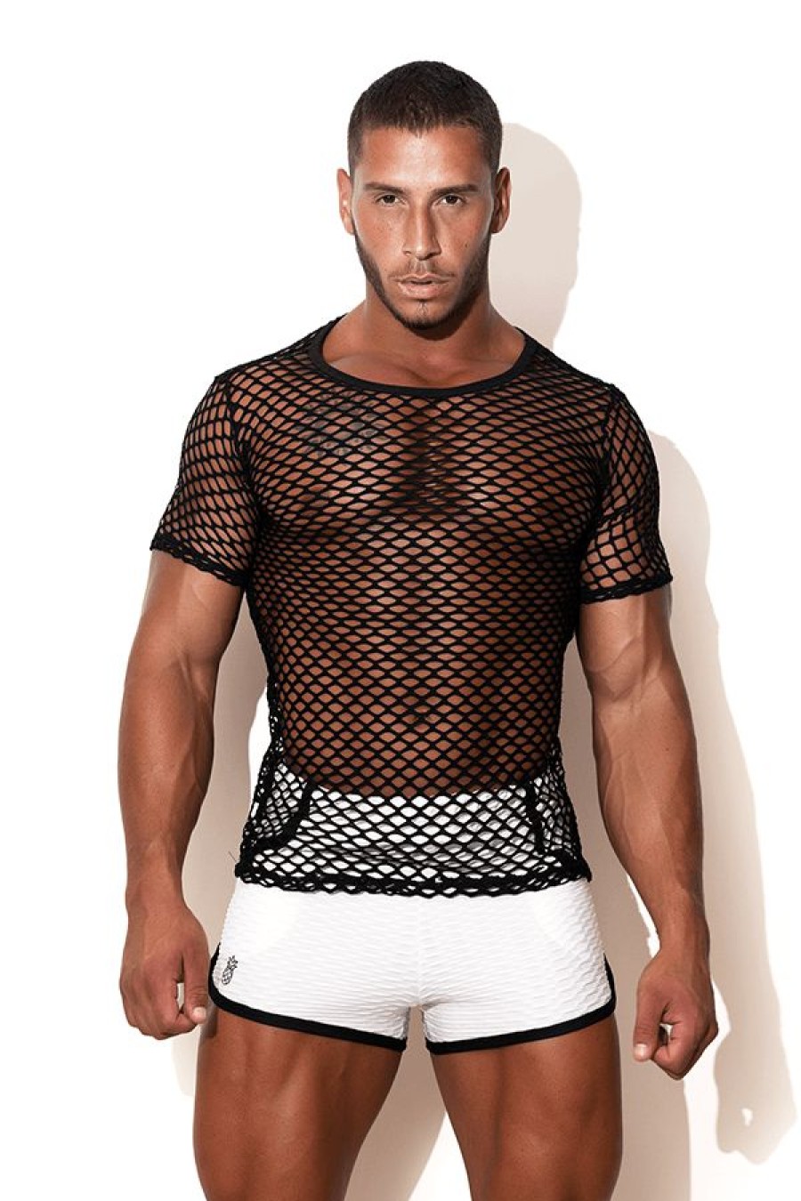 Tops * | Stretchy Mesh T-Shirt Black New Threads