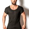 Tops * | Classic Round Neck T-Shirt With Holes Black Best Quality