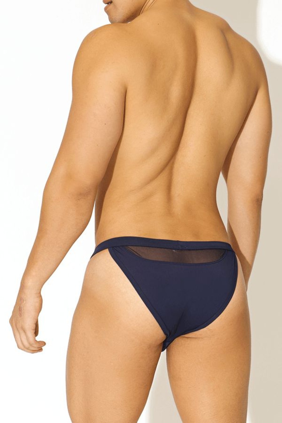 Bottoms * | Play Swim Briefs With Rear Mesh Window Navy Discount Store Blue