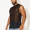 Tops * | Attention Sheer Muscle Tank Black Outlet