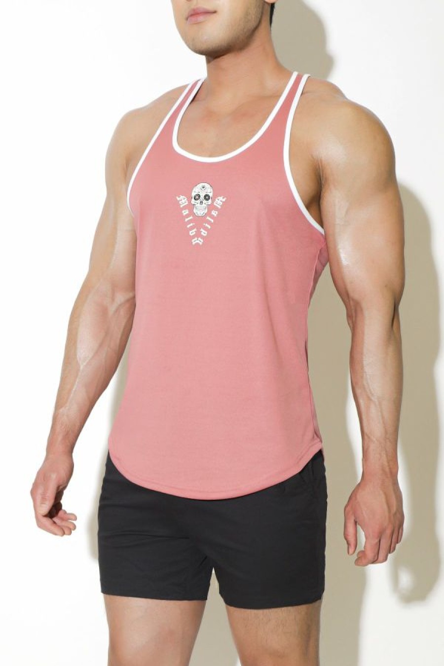 Tops * | Chaos Dri Fit White Trim Tank Top W/ Skull Design Opening Sales Pink