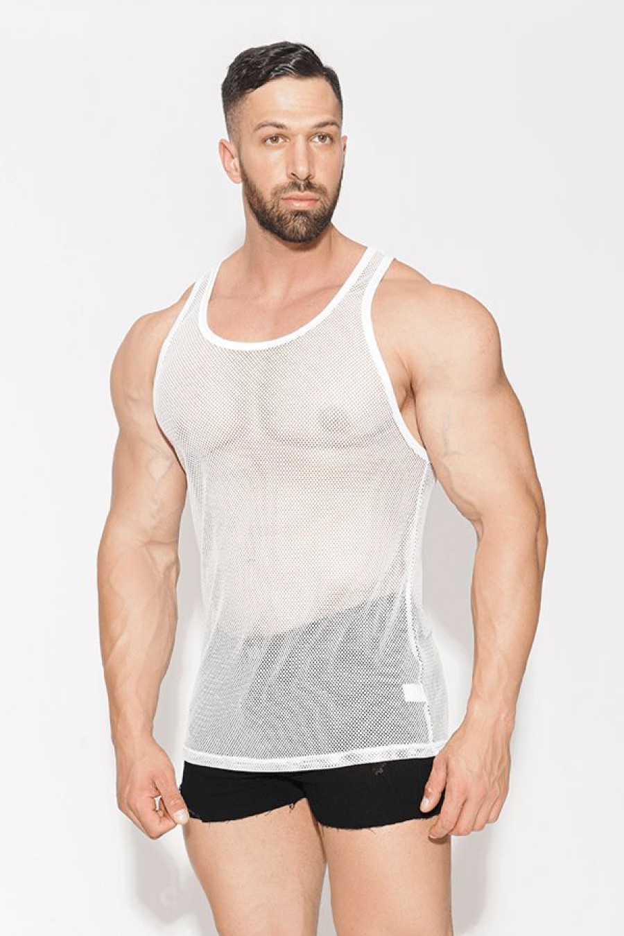 Tops * | End Game Fishnet Tank White Closeout Sale