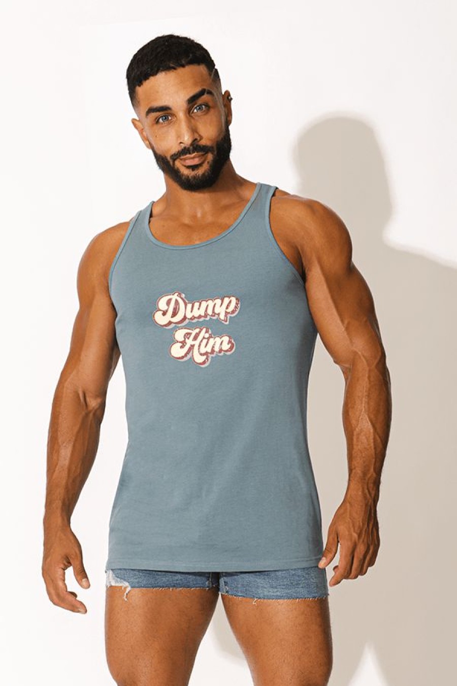 Tops * | Dump Him Tank Top Free Delivery Blue