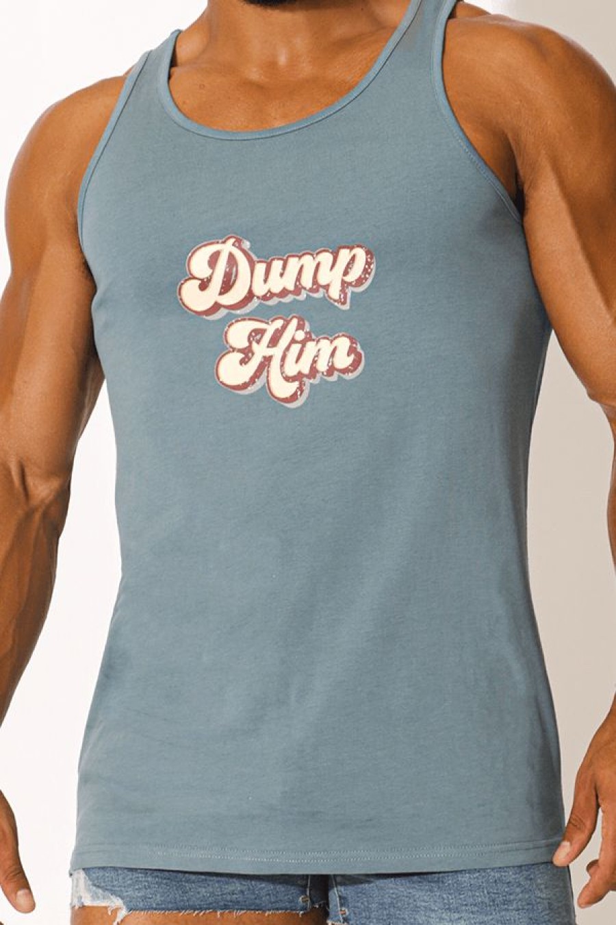 Tops * | Dump Him Tank Top Free Delivery Blue