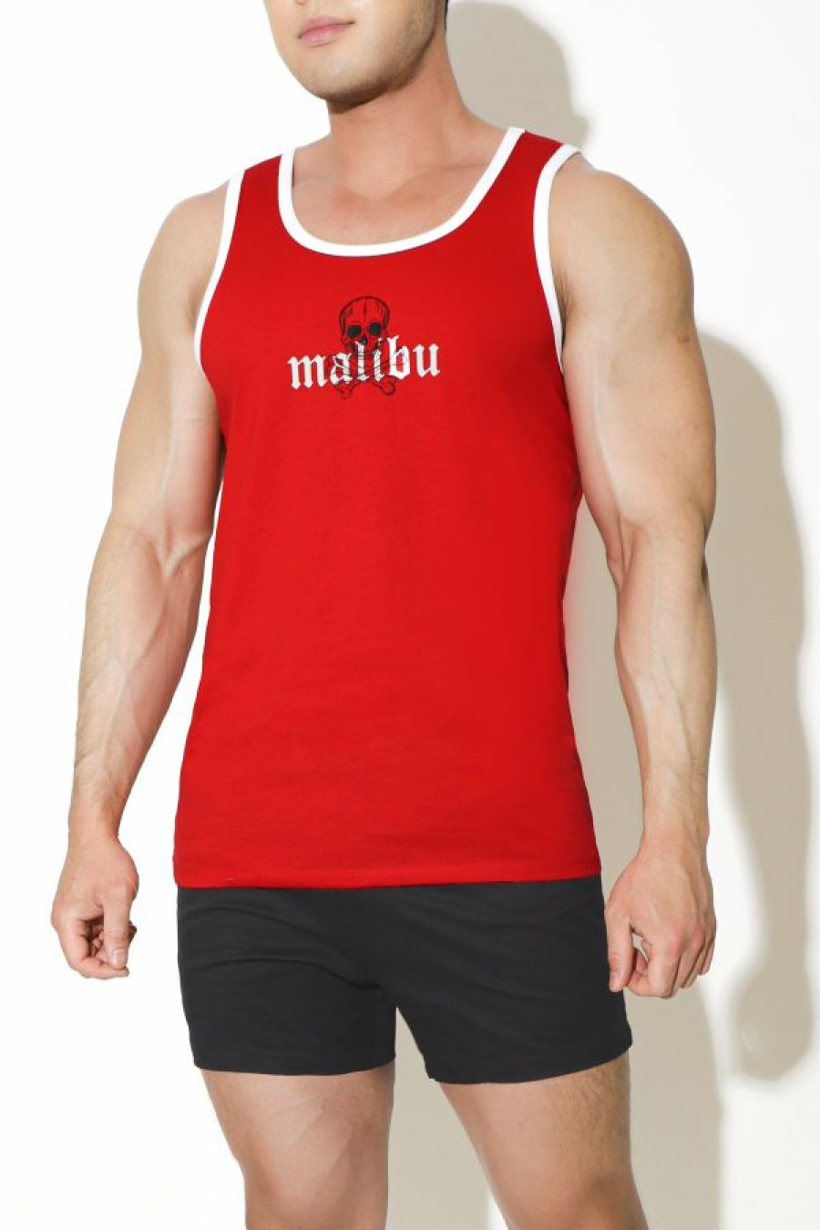 Tops * | Take Me Away Tank Top W/ Skull Design Red Sale Online