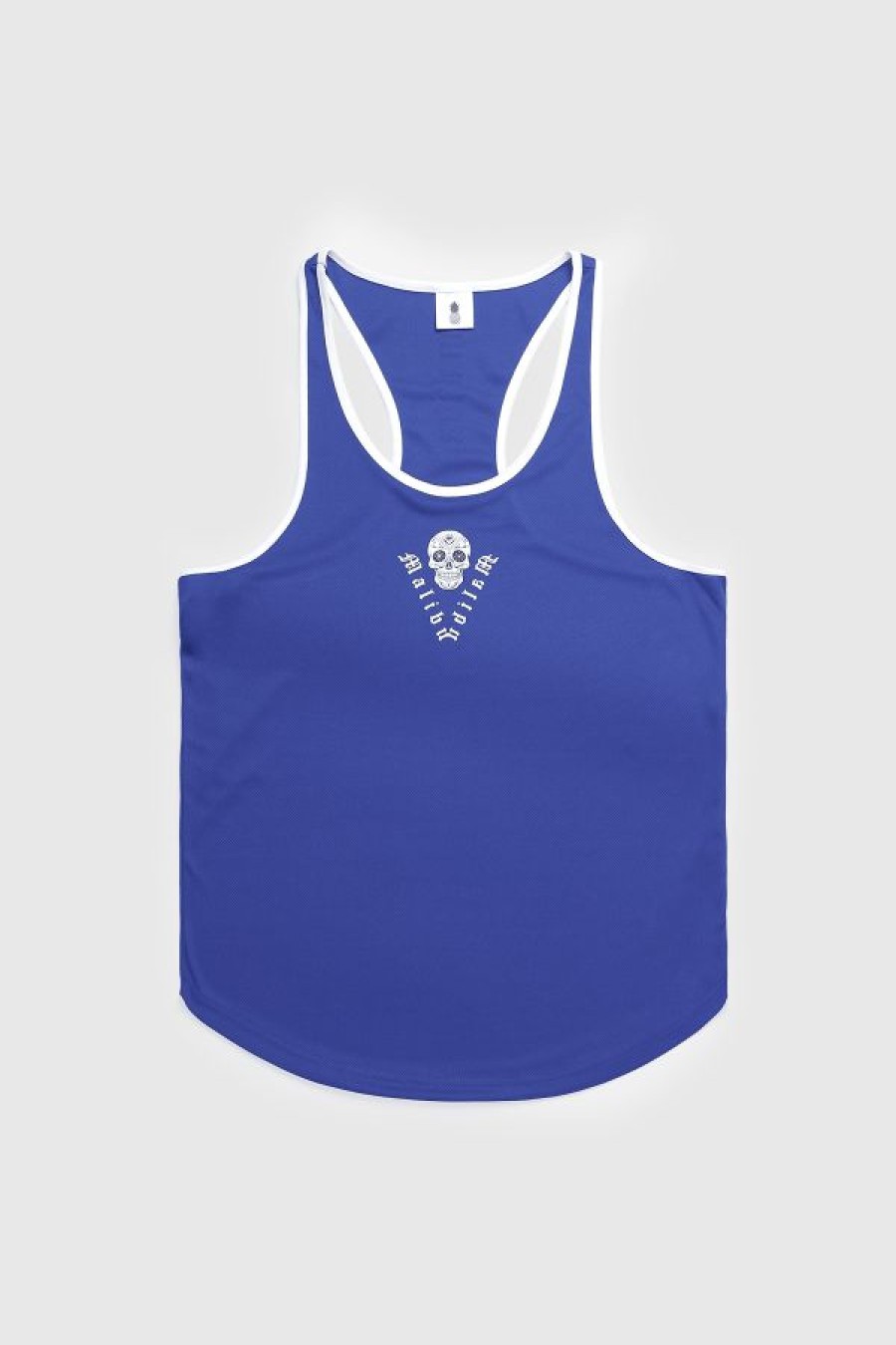 Tops * | Chaos Dri Fit White Trim Tank Top Dark W/ Skull Design Cheap Online Blue