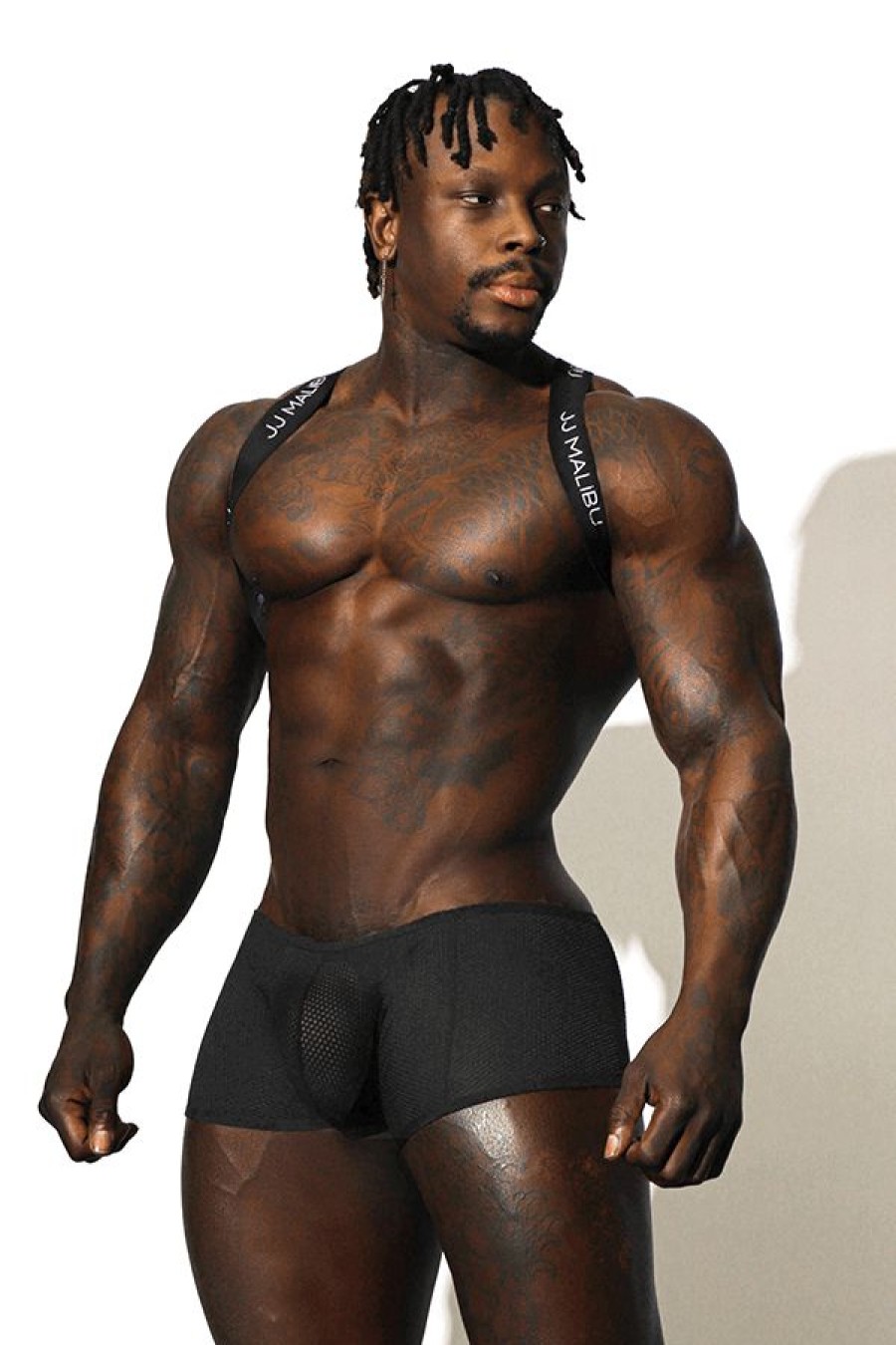 Tops * | Mesh Boxer Brief Singlet With Stretch Harness Tendy Style Black