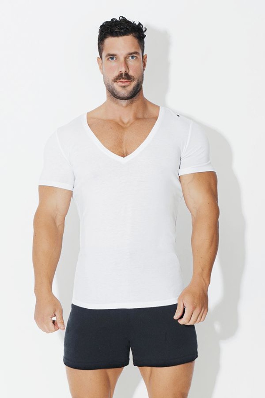 Tops * | Fitted Deep V Neck T Shirt White Best Quality